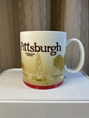Starbucks Pittsburgh Mug Coffee Cup 2011 Global Icon Collectors Series Tan Red